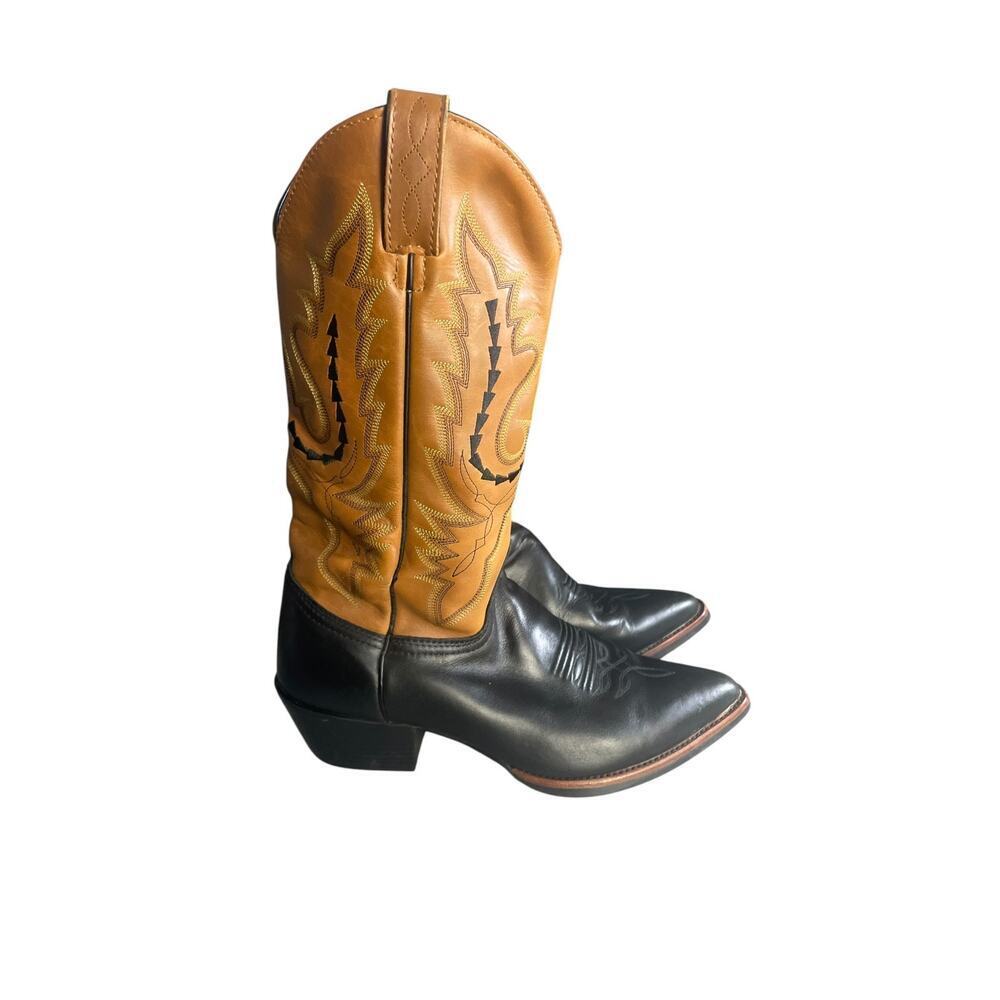 Justin Women’s J-Flex Insole Black & Tan Leather Western Boots Size-8B